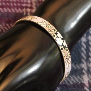 Vintage Michaela Frey Austria Enamel Purple Flower Bangle Bracelet